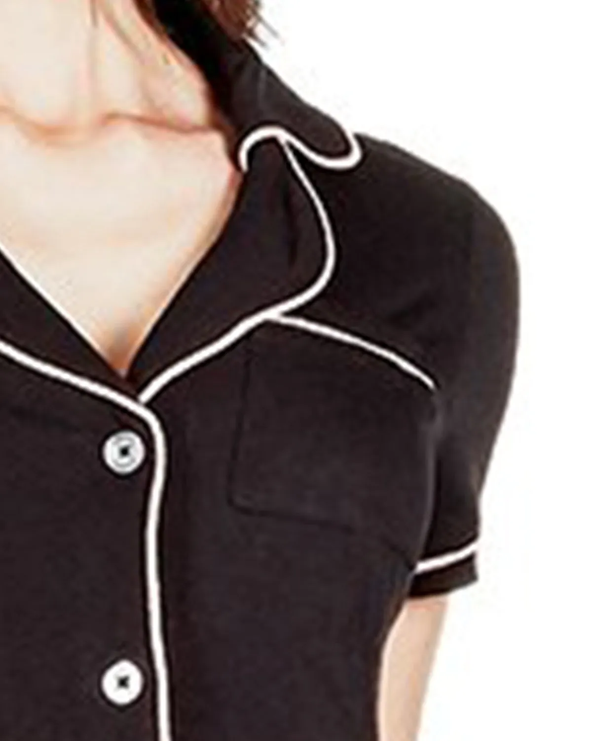 Women's Nocturnal Notch Collar Cotton Blend Pajama Set