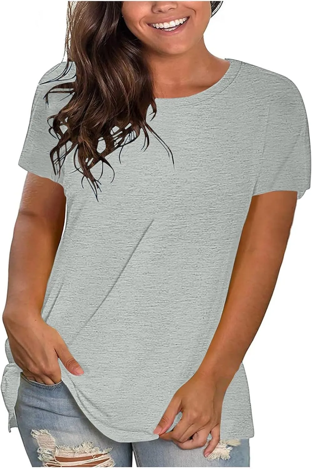 Women's Oversized Cotton Tops Casual Short Sleeve T-Shirts Crew Neck Solid Pullover Loose Fit Tees Summer Fashion 2025