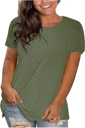 Women's Oversized Cotton Tops Casual Short Sleeve T-Shirts Crew Neck Solid Pullover Loose Fit Tees Summer Fashion 2025