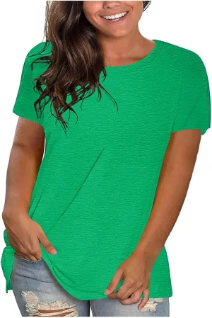Women's Oversized Cotton Tops Casual Short Sleeve T-Shirts Crew Neck Solid Pullover Loose Fit Tees Summer Fashion 2025