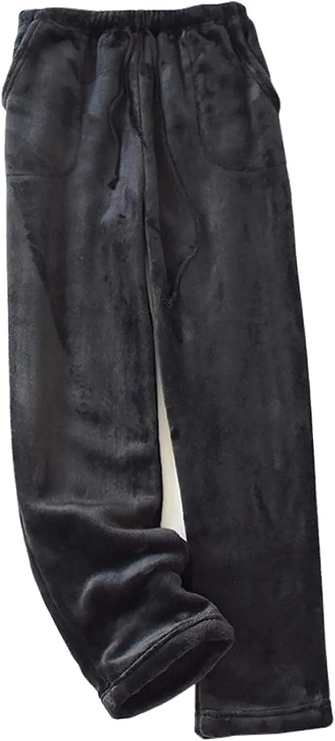 Womens Pajama Pants Soft Winter Lounge Homewear Warm Pajamas Fuzzy Drawstring Fleece Baggy Pj Bottoms with Pockets