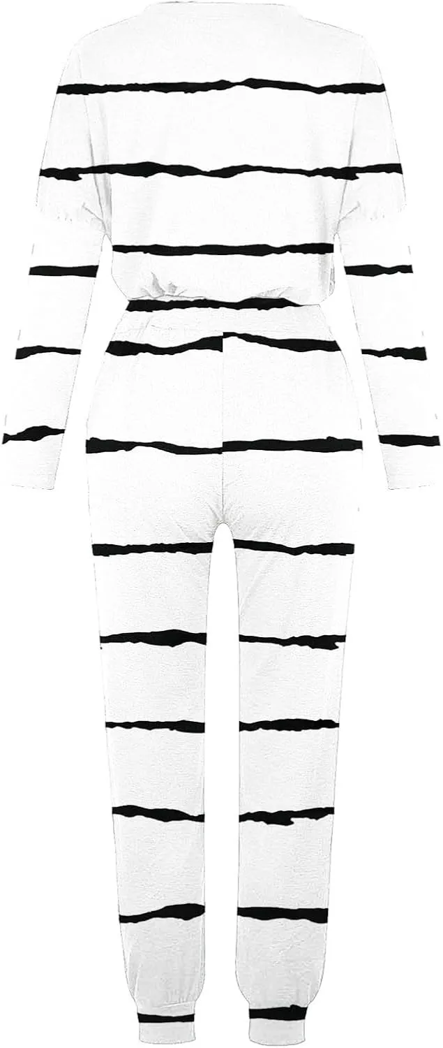 Womens Pajama Sets 2 Piece Women's Two Outfit Long Sleeve Crewneck Pullover Tops and Long Pants Tracksuit Sweatsuits