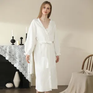 Women's Pajamas Cotton Lace Double-layer Yarn Home Wear female lounge wear