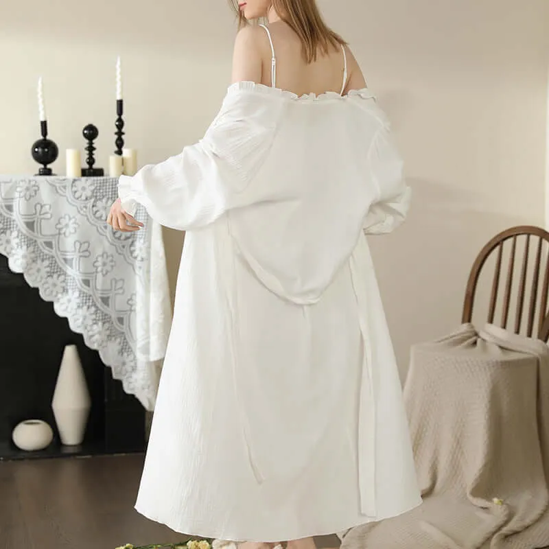 Women's Pajamas Cotton Lace Double-layer Yarn Home Wear female lounge wear