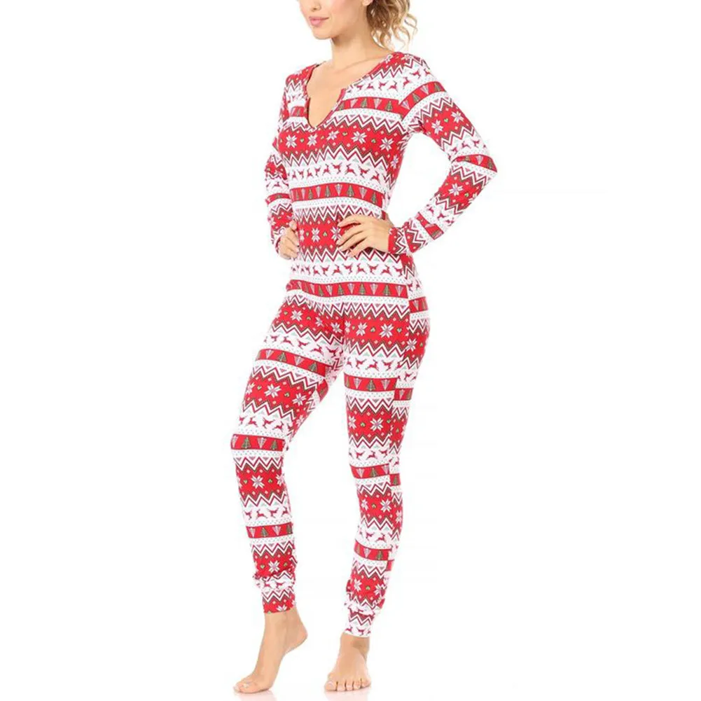 Women's  Pajamas Holiday Christmas Print Jumpsuit Warm Winter Sleepwear