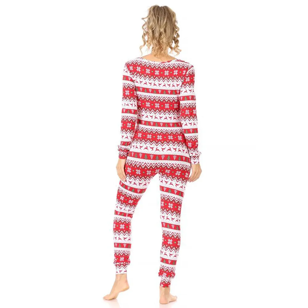 Women's  Pajamas Holiday Christmas Print Jumpsuit Warm Winter Sleepwear