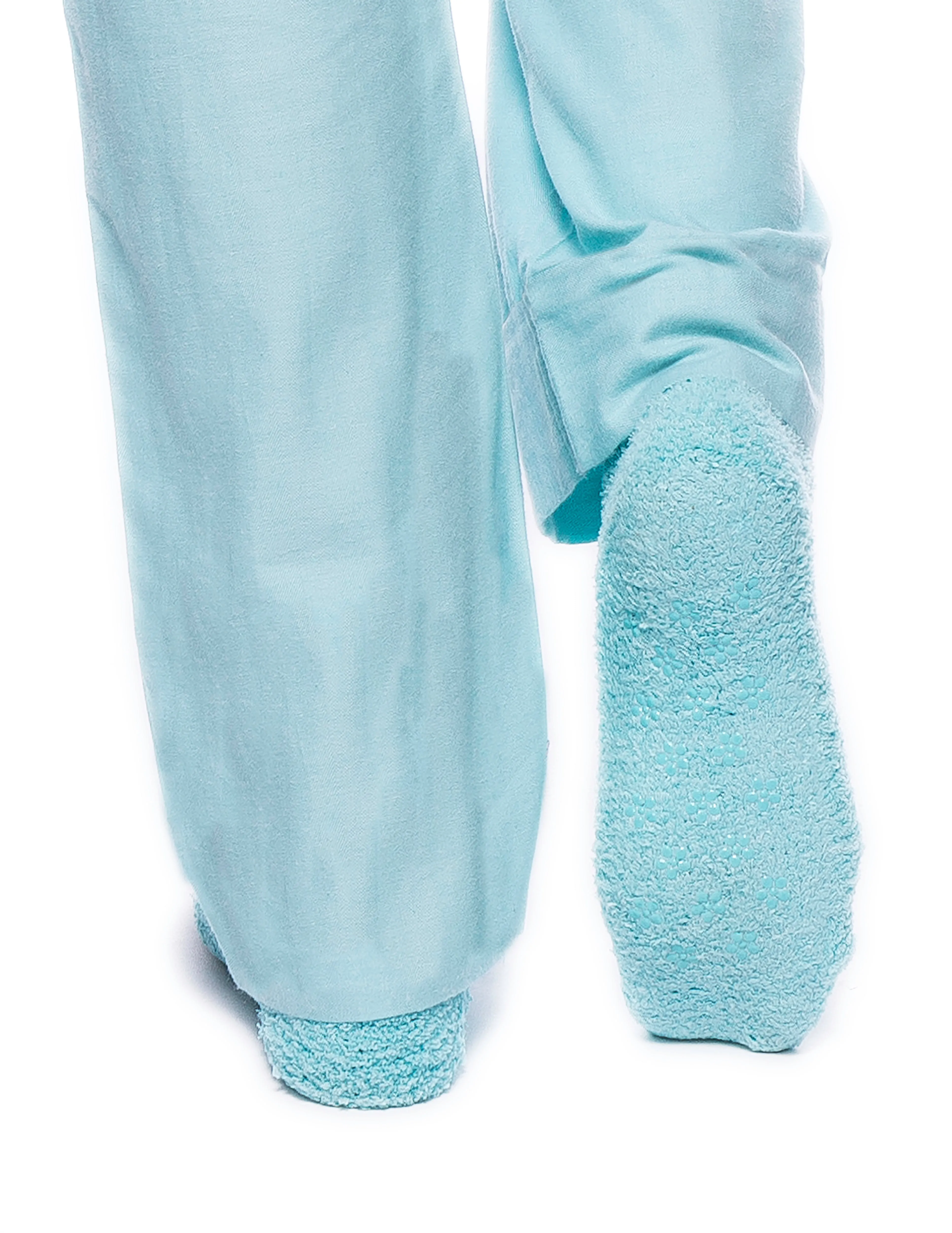 Womens Premium 100% Cotton Flannel Lounge Pants - Herringbone Aqua
