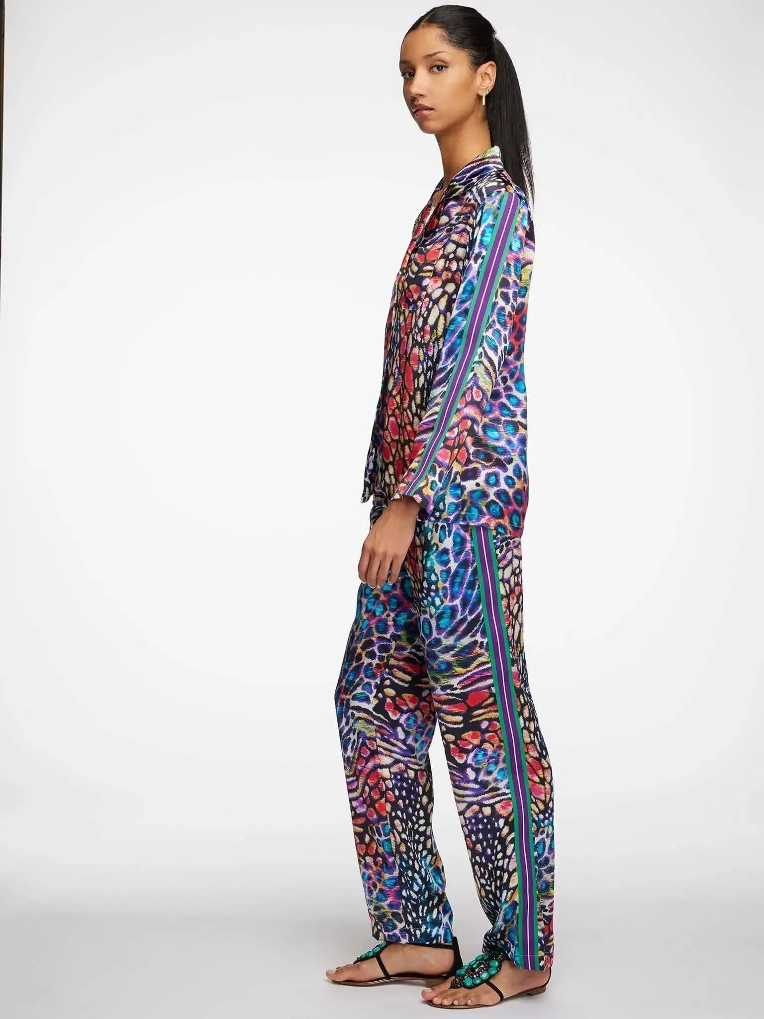 Women's Rainbow Leopard Silk Pant