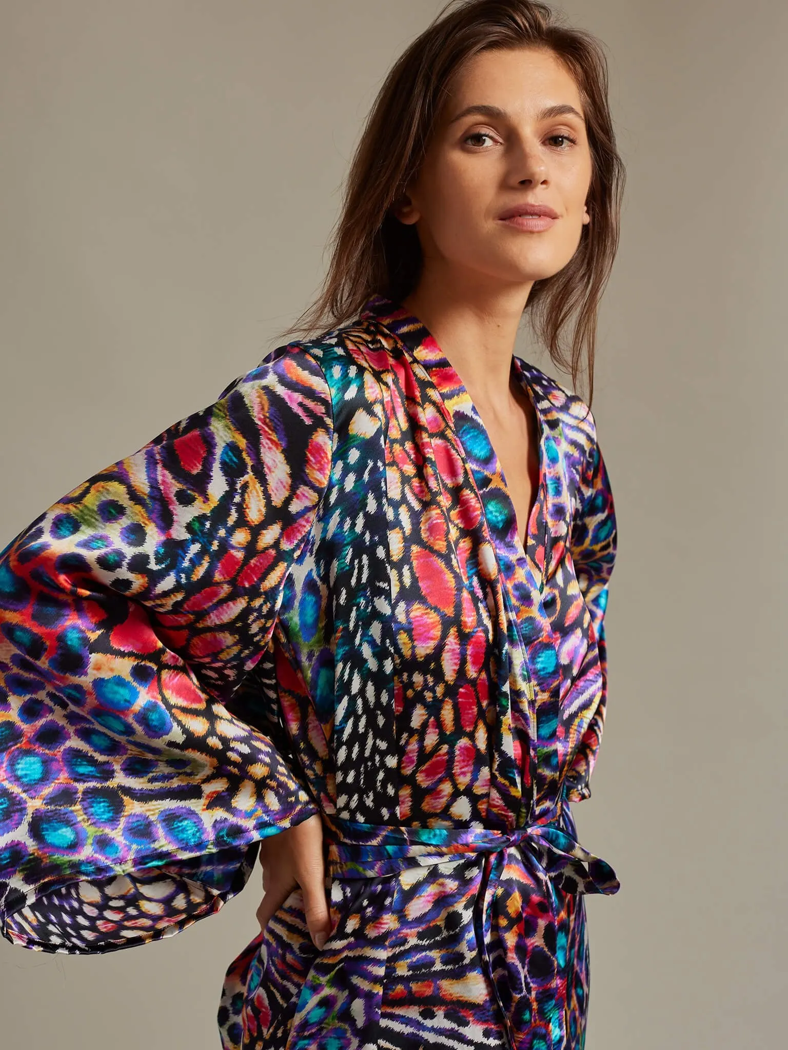 Women's Rainbow Leopard Silk Pant