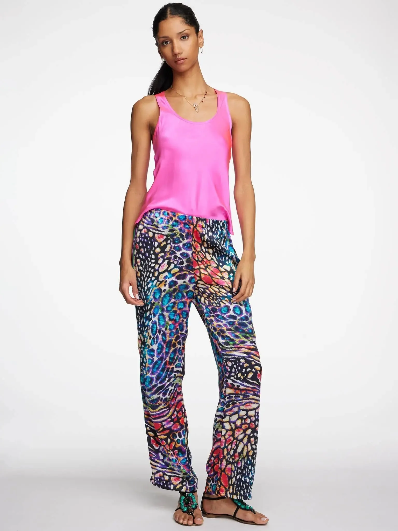 Women's Rainbow Leopard Silk Pant