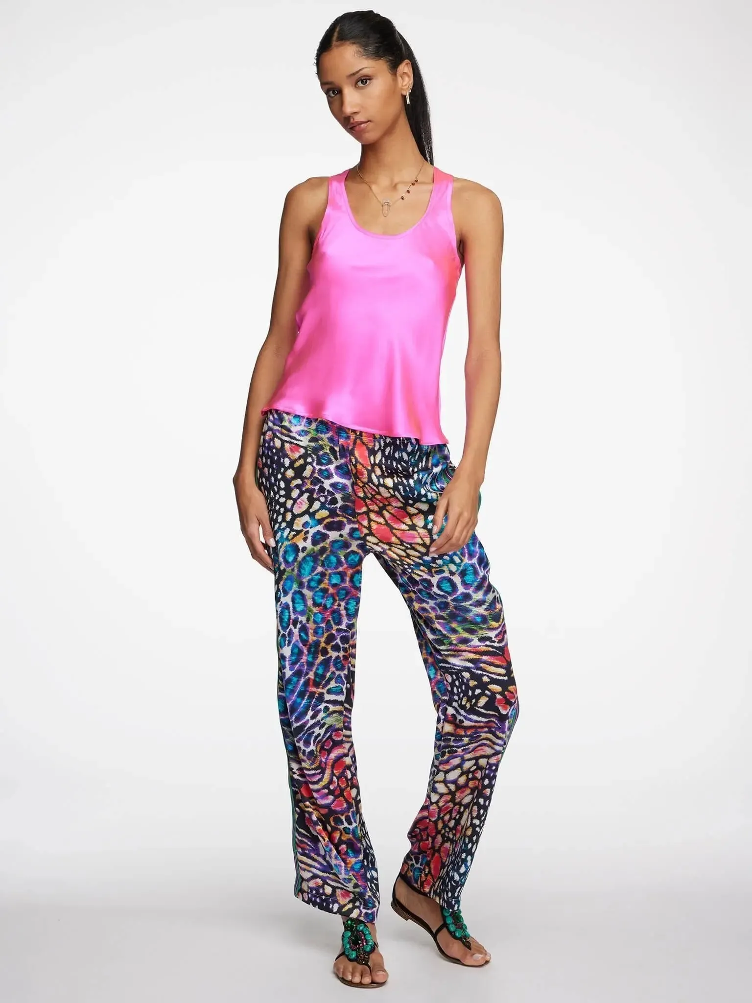 Women's Rainbow Leopard Silk Pant
