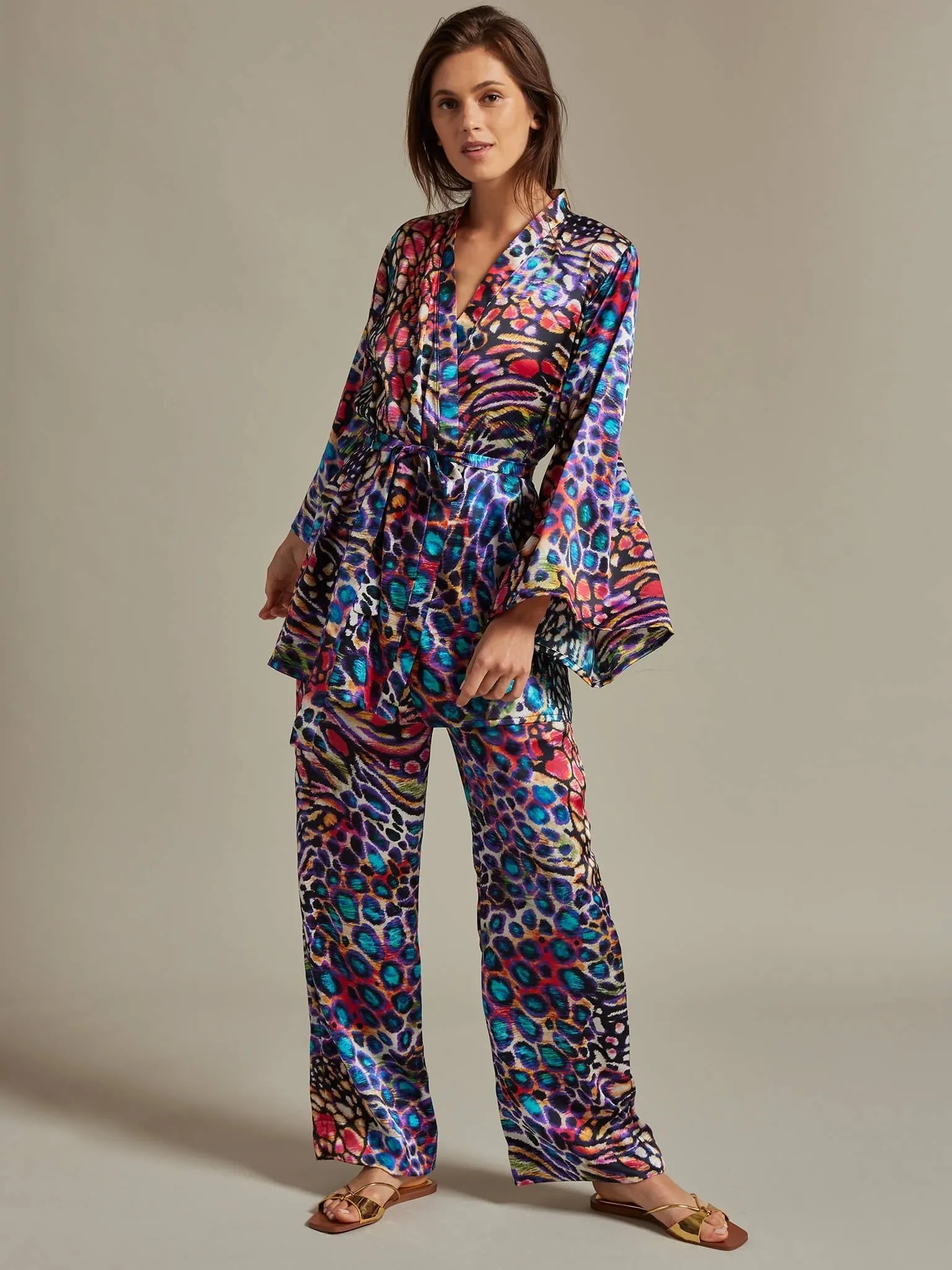 Women's Rainbow Leopard Silk Pant