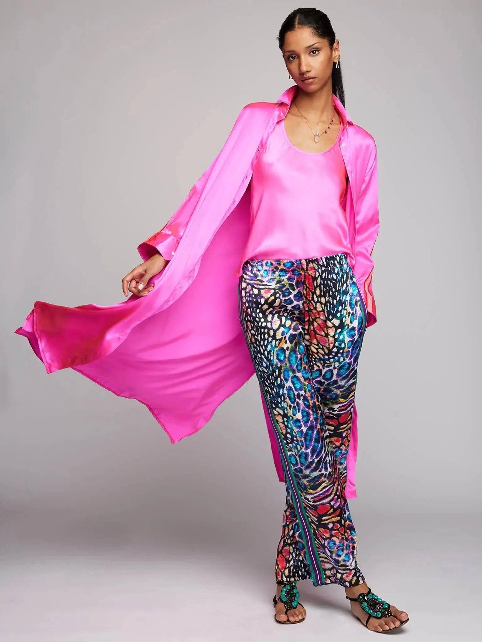 Women's Rainbow Leopard Silk Pant