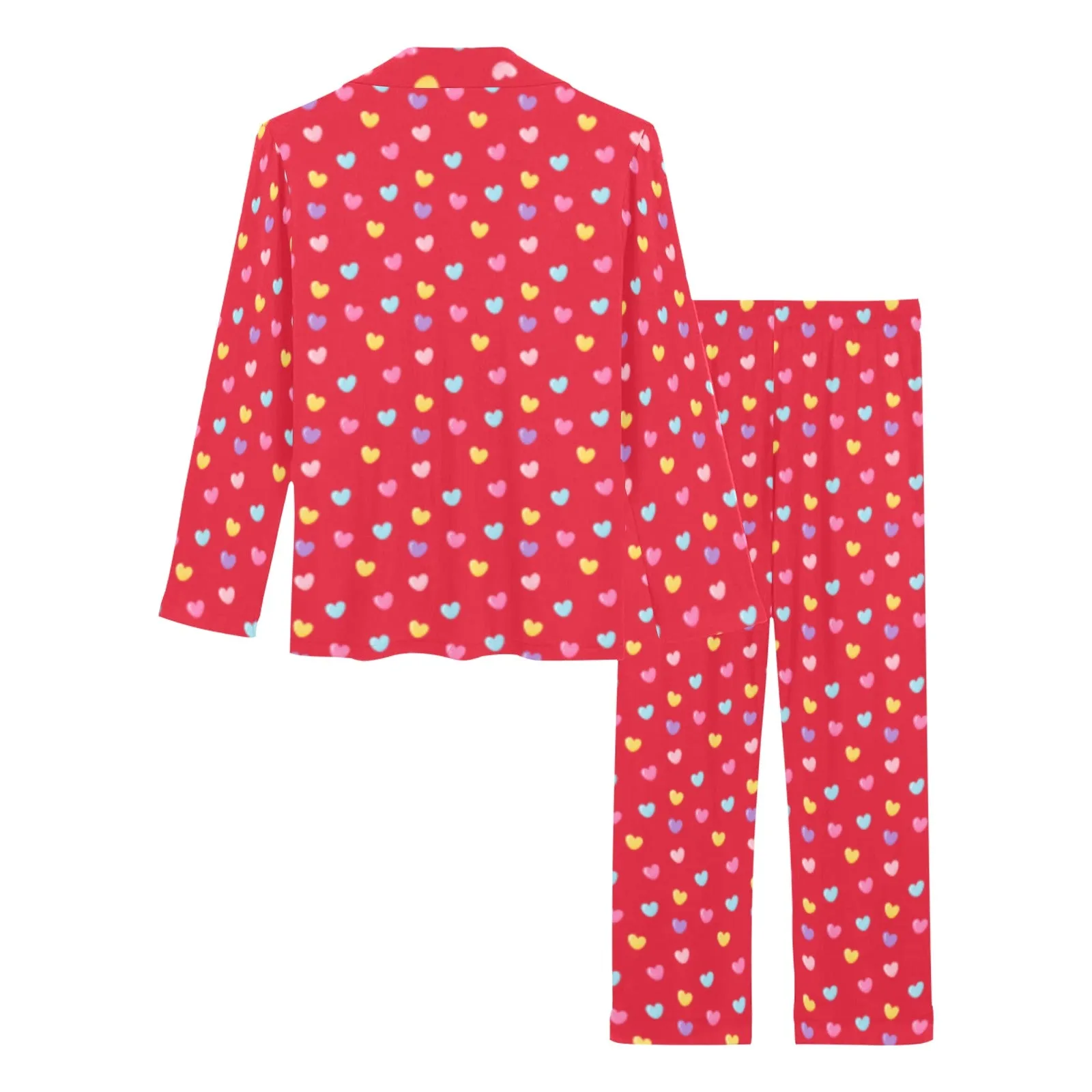 Women's Red Valentines Pajamas Set, Hearts
