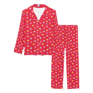 Women's Red Valentines Pajamas Set, Hearts