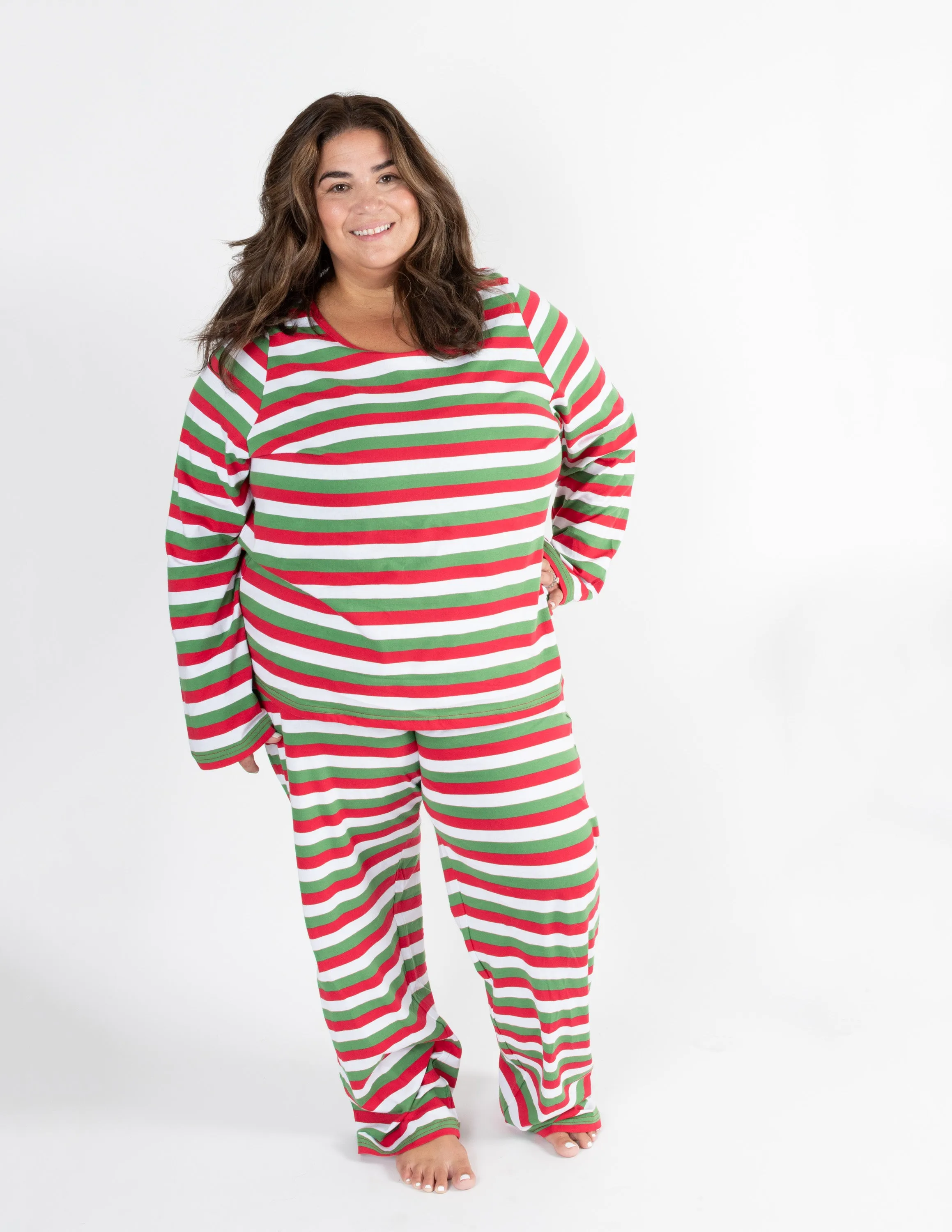 Women's Red White & Green Cotton Pajamas