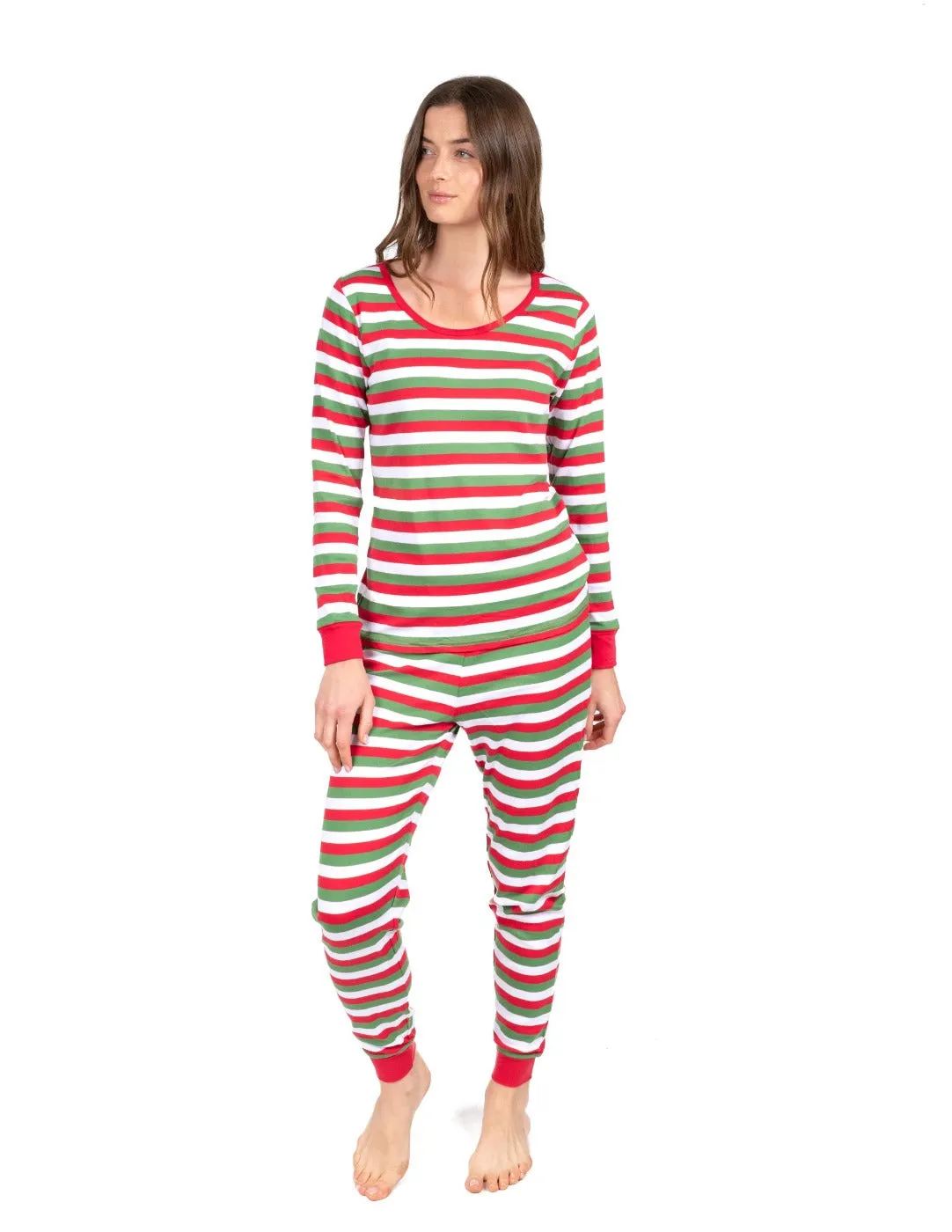 Women's Red White & Green Cotton Pajamas