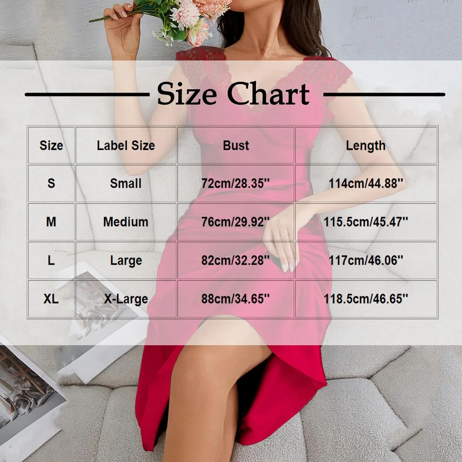 Women's Satin Silk Nightgown Sexy Lace Patchwork V Neck Nightie Sleeveless Summer Loose Comfy Nightshirt Sleepwear
