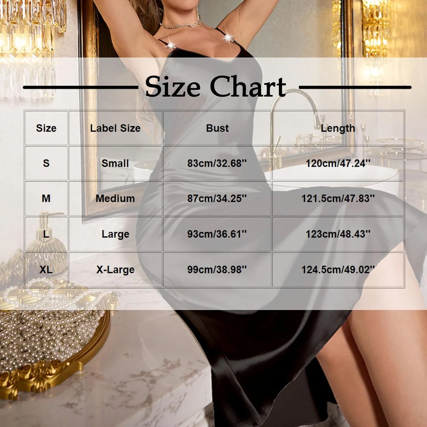 Women's Satin Silk Nightgown Spaghetti Straps Sexy V Neck Lingerie Babydoll Chemise Long Nightdress Sleepwear Nighties