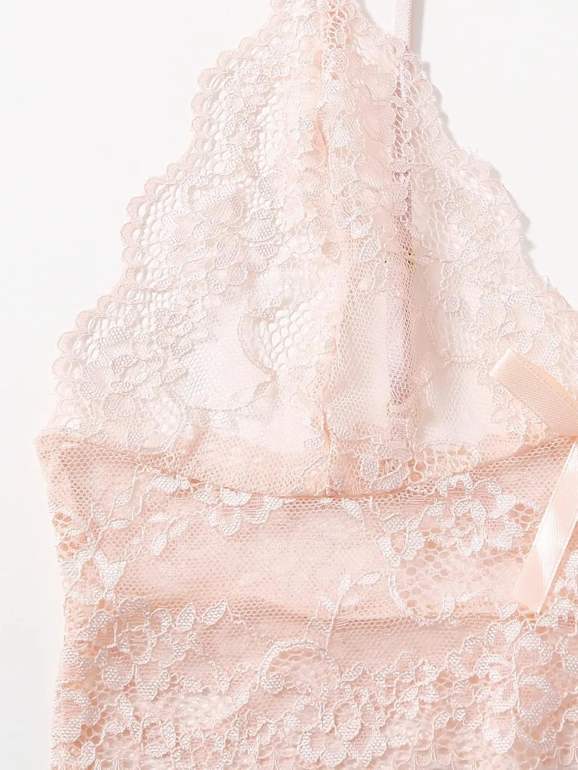 Women's Sexy Lingerie Floral Lace Bralette with Floral Shorts for Home Honeymoon
