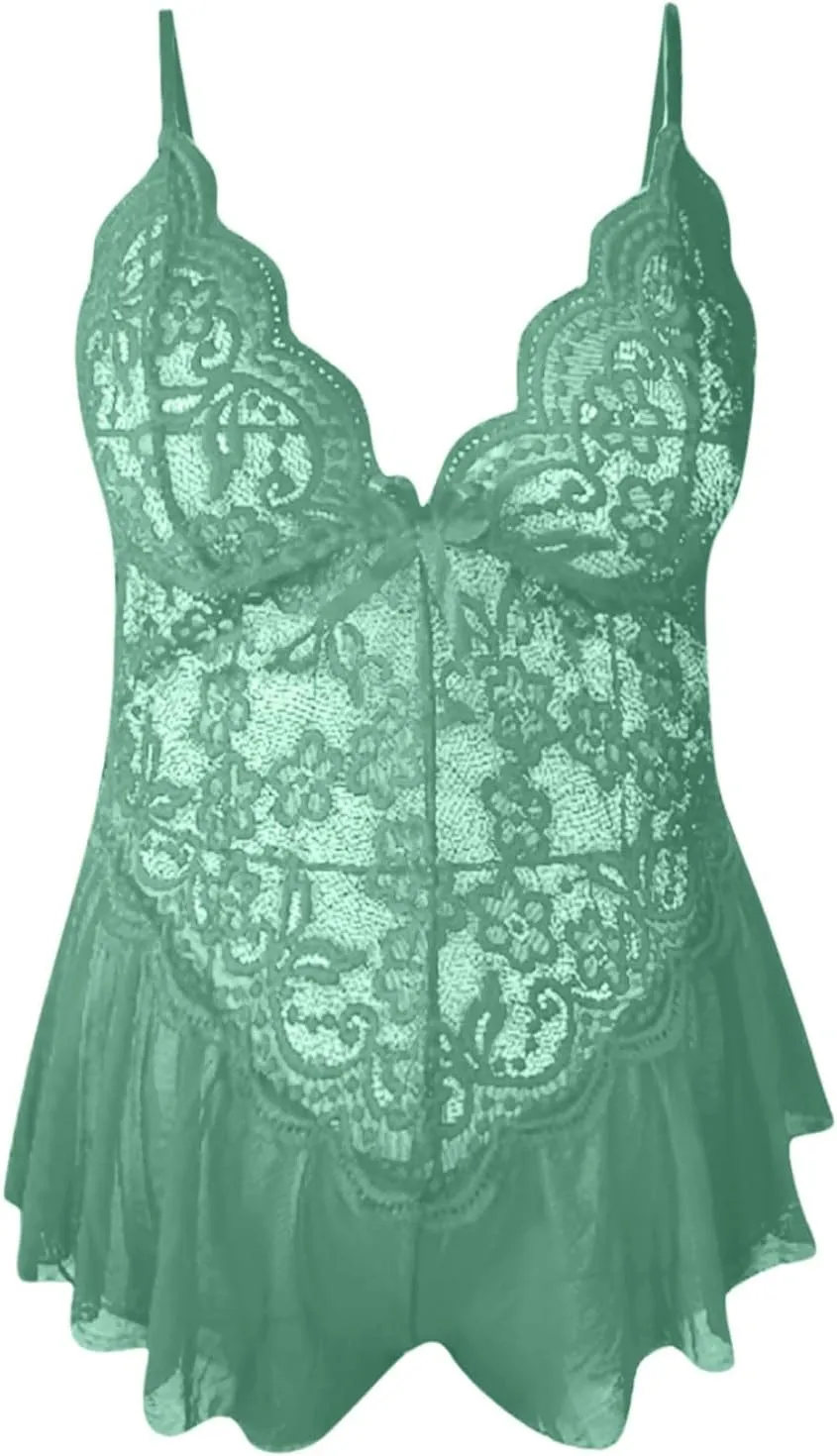 Women's Sexy Lingerie Sets Lace Chemise Babydoll Nighty Basques Tie-Front Bobystocking Low Waist Nightwear