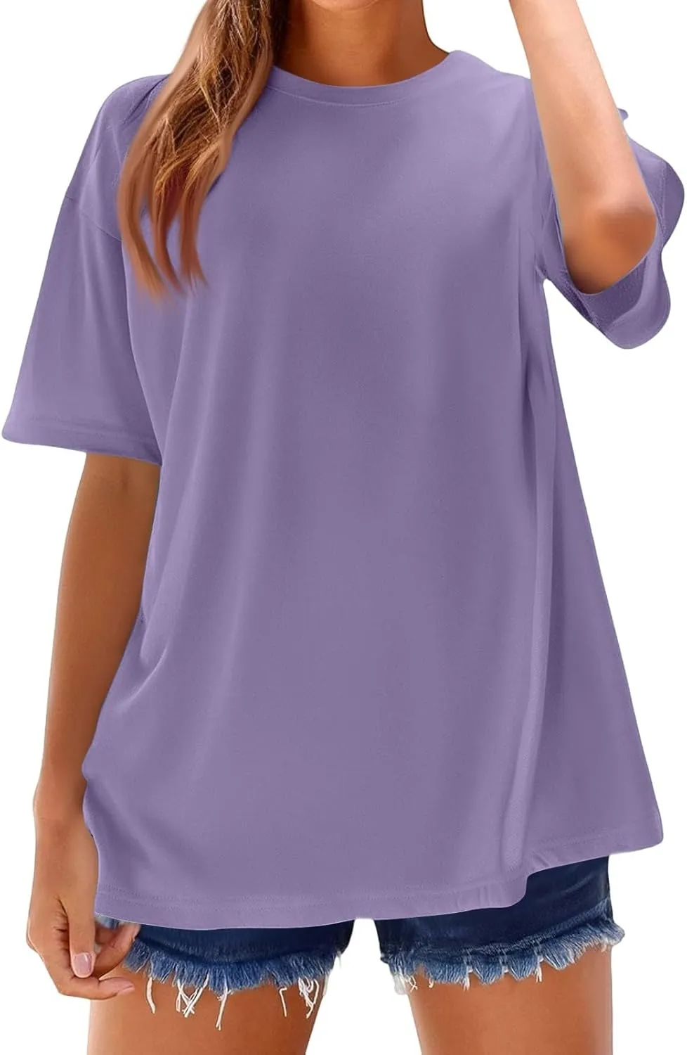 Womens Short Sleeve T-Shirts Dressy Crewneck Casual Basic Cute Summer Tops 2025 Oversize Loose Fit Fashion Clothes