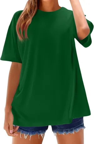 Womens Short Sleeve T-Shirts Dressy Crewneck Casual Basic Cute Summer Tops 2025 Oversize Loose Fit Fashion Clothes