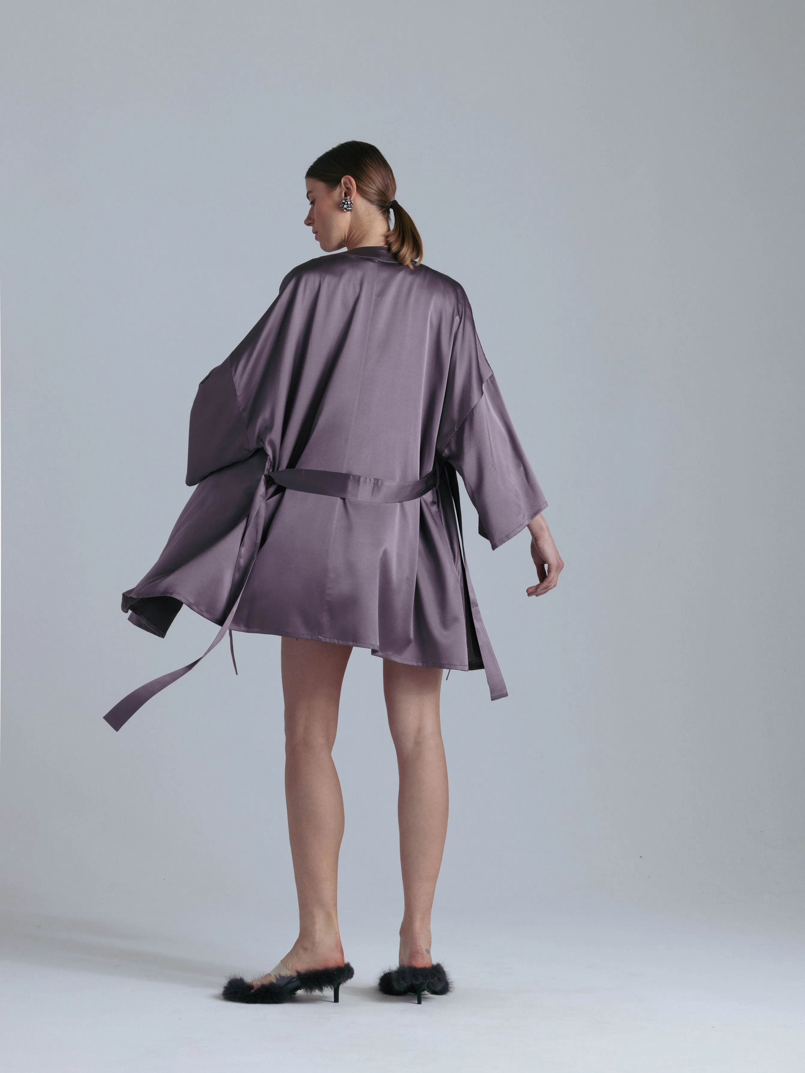Women's Silk Dressing Gown 'Muse' in Noble Purple