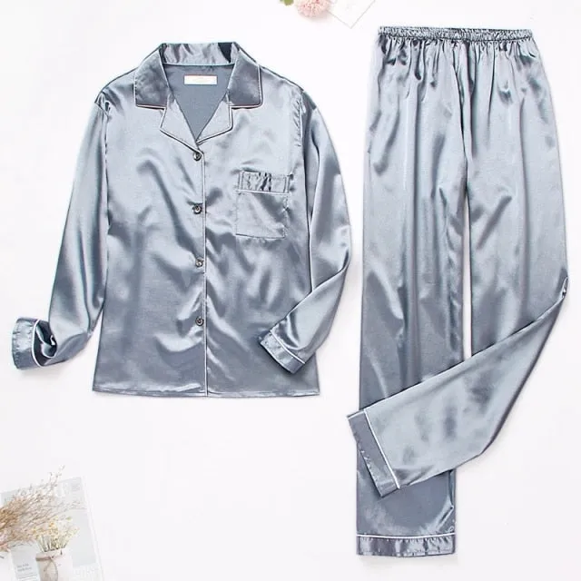 Womens Silk Satin Pajamas