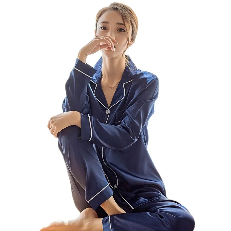 Womens Silk Satin Pajamas