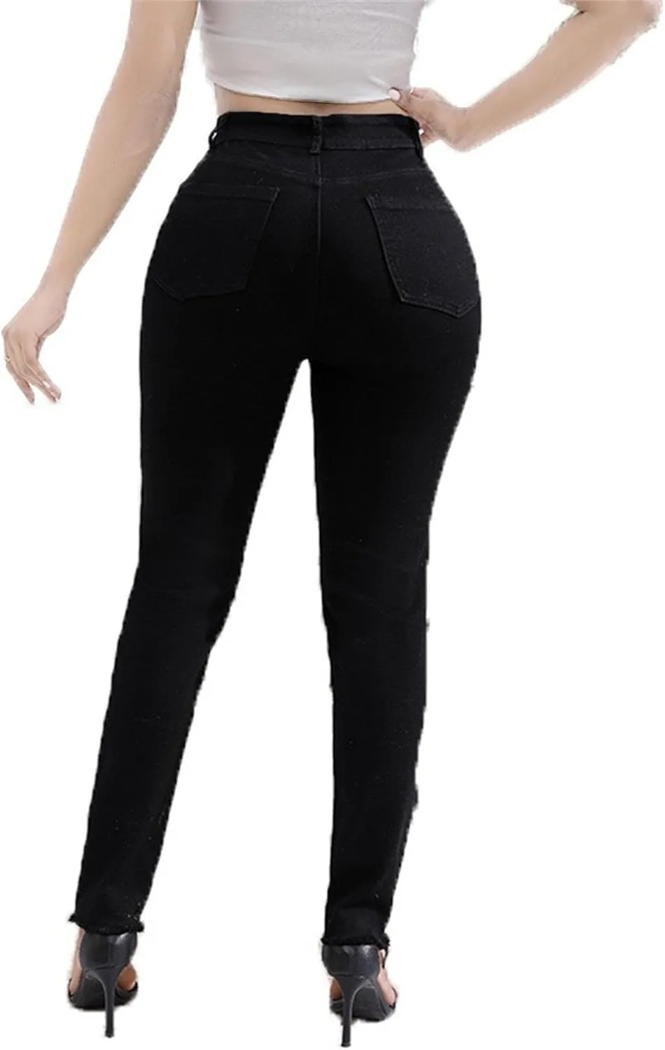 Women's Skinny Ripped Distressed Jeans Casual Comfort Stretch Denim Pants Destroyed Stretch Slim Fit Jeans