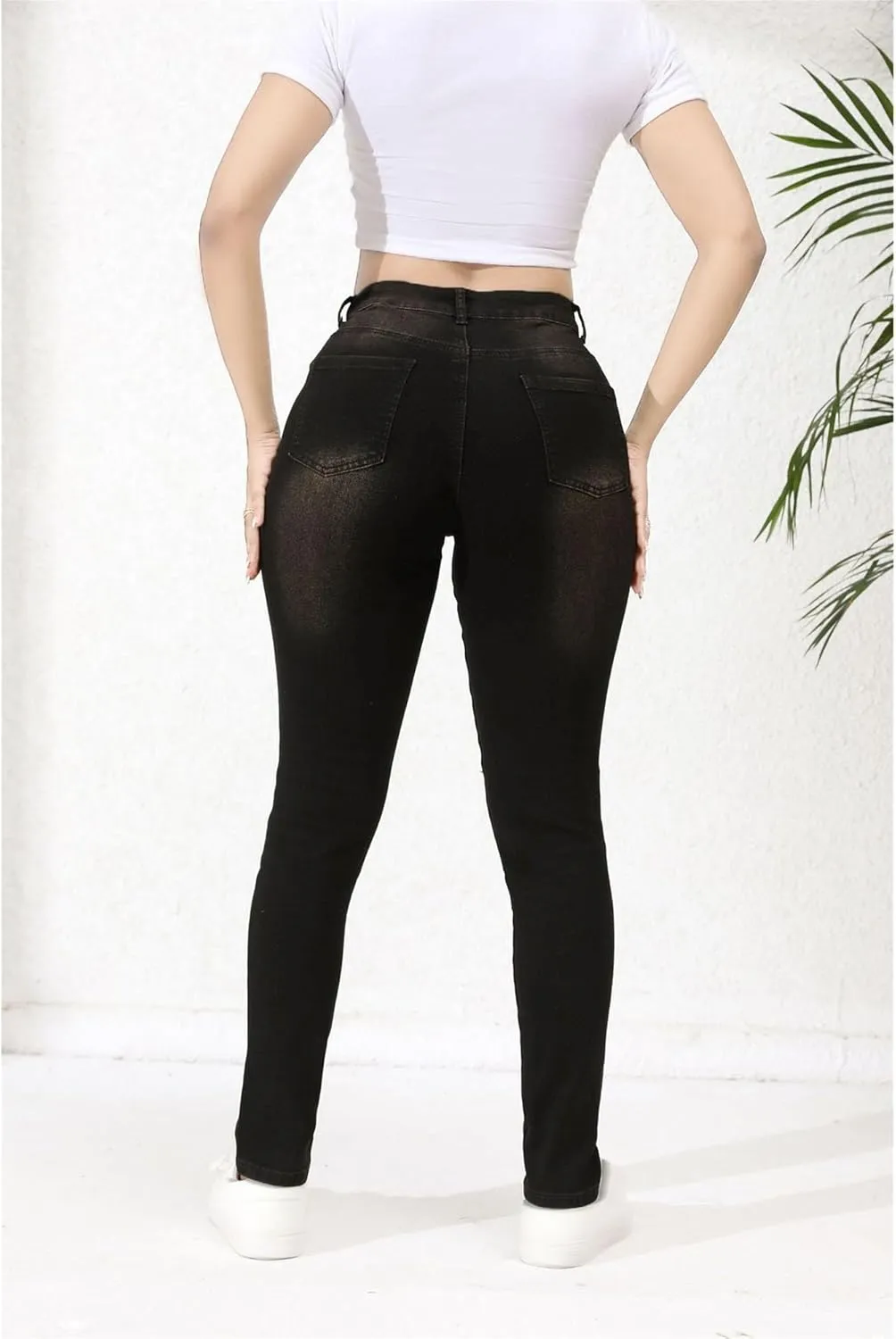 Women's Skinny Ripped Distressed Jeans Casual Comfort Stretch Denim Pants Destroyed Stretch Slim Fit Jeans