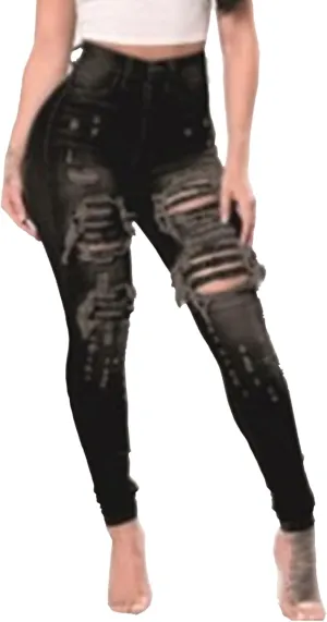 Women's Skinny Ripped Distressed Jeans Casual Comfort Stretch Denim Pants Destroyed Stretch Slim Fit Jeans