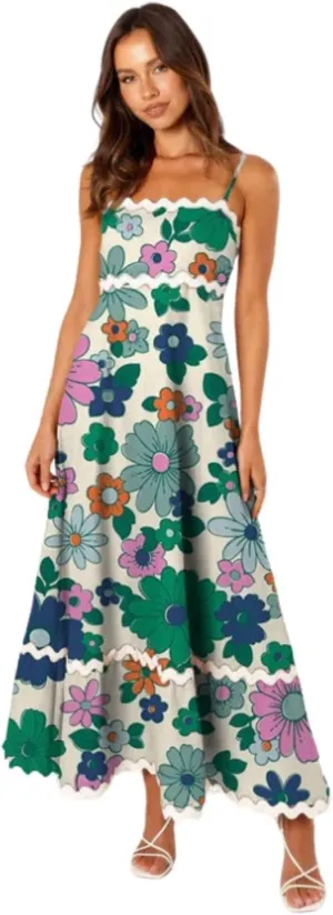 Women's Sleeveless Floral Comfy Dress Boho Style Breathbale Sundress Floral Backless Shift Dress