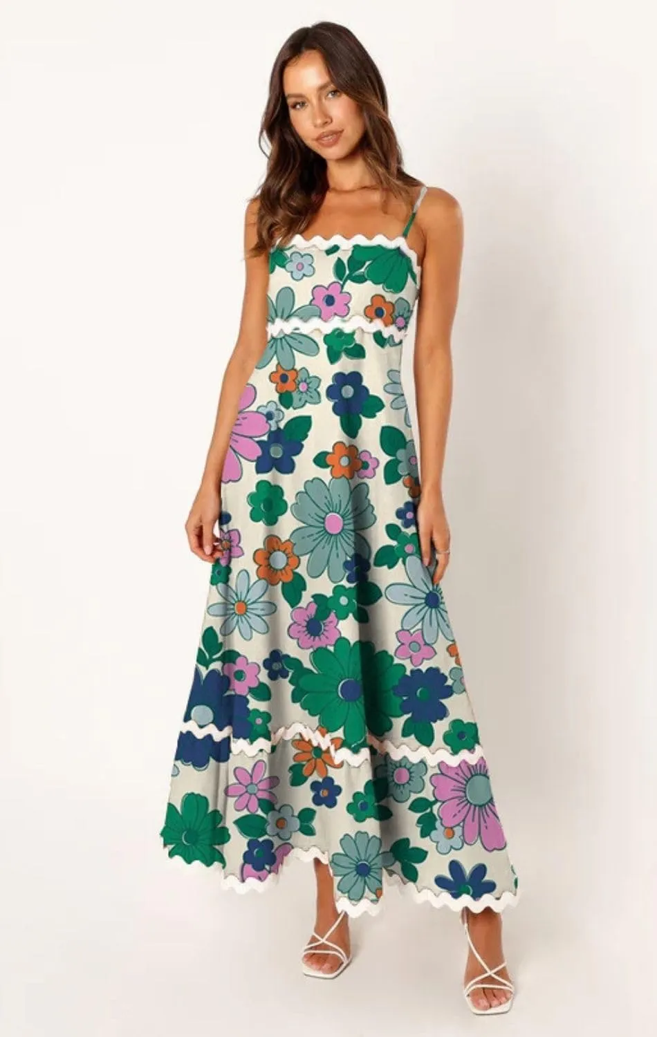 Women's Sleeveless Floral Comfy Dress Boho Style Breathbale Sundress Floral Backless Shift Dress