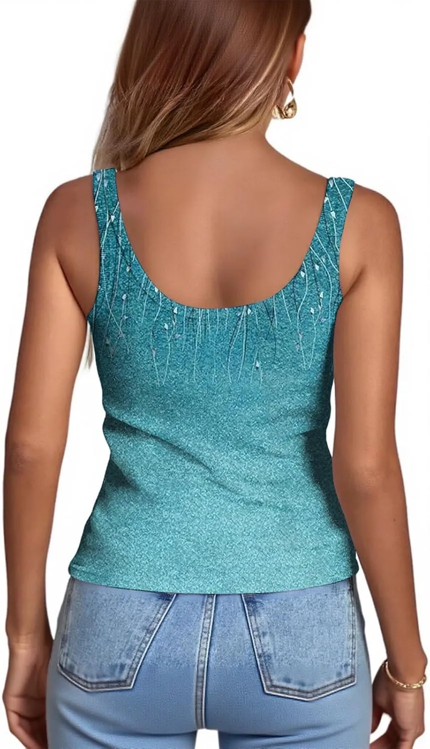 Womens Slim Fit Ribbed Spaghetti Strap Tank Top;Scoop Neck Camisole Lightweight Solid Basic Shirts