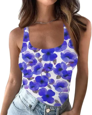Womens Slim Fit Ribbed Spaghetti Strap Tank Top;Scoop Neck Camisole Lightweight Solid Basic Shirts
