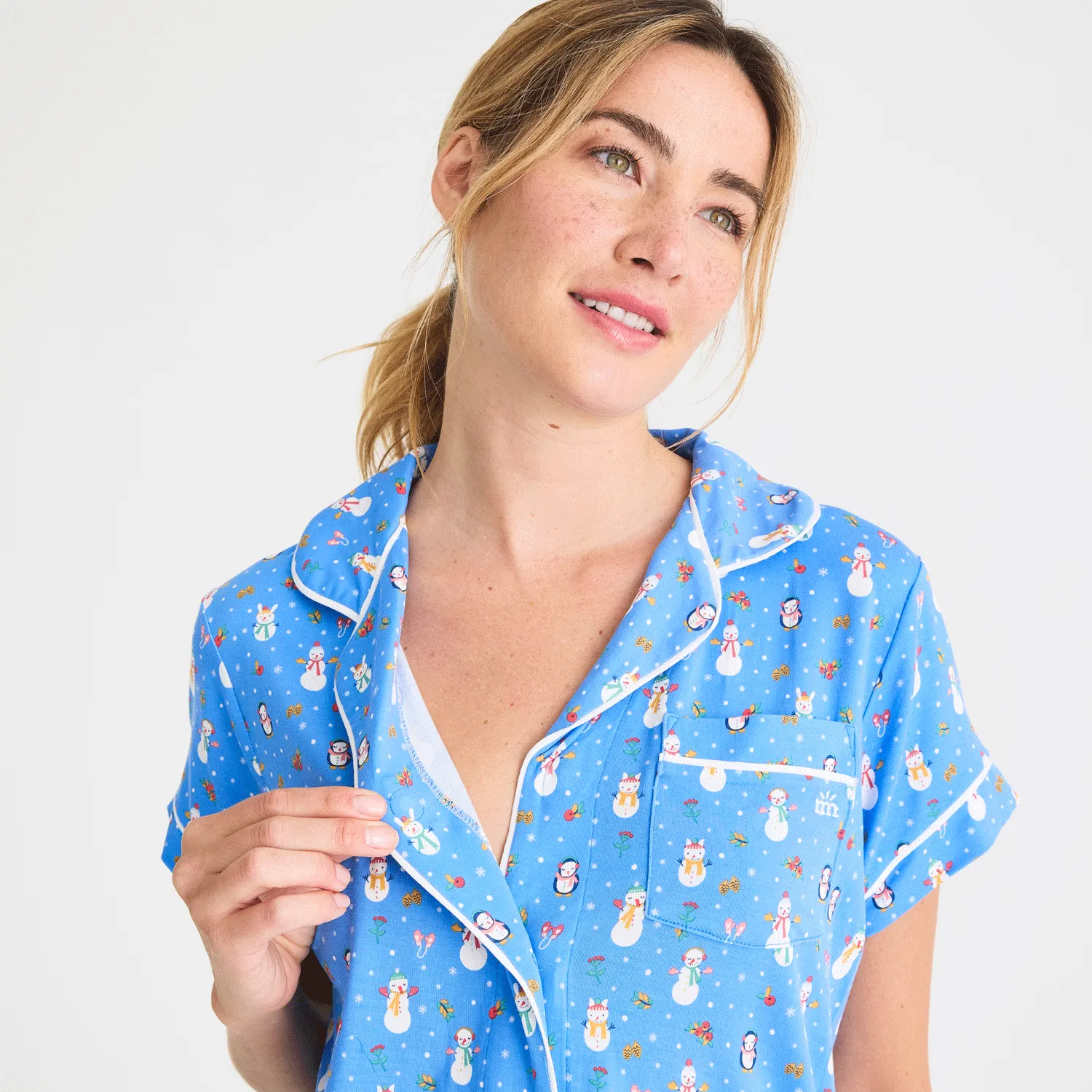 women's snow much fun modal magnetic classic with a twist short sleeve pajama set