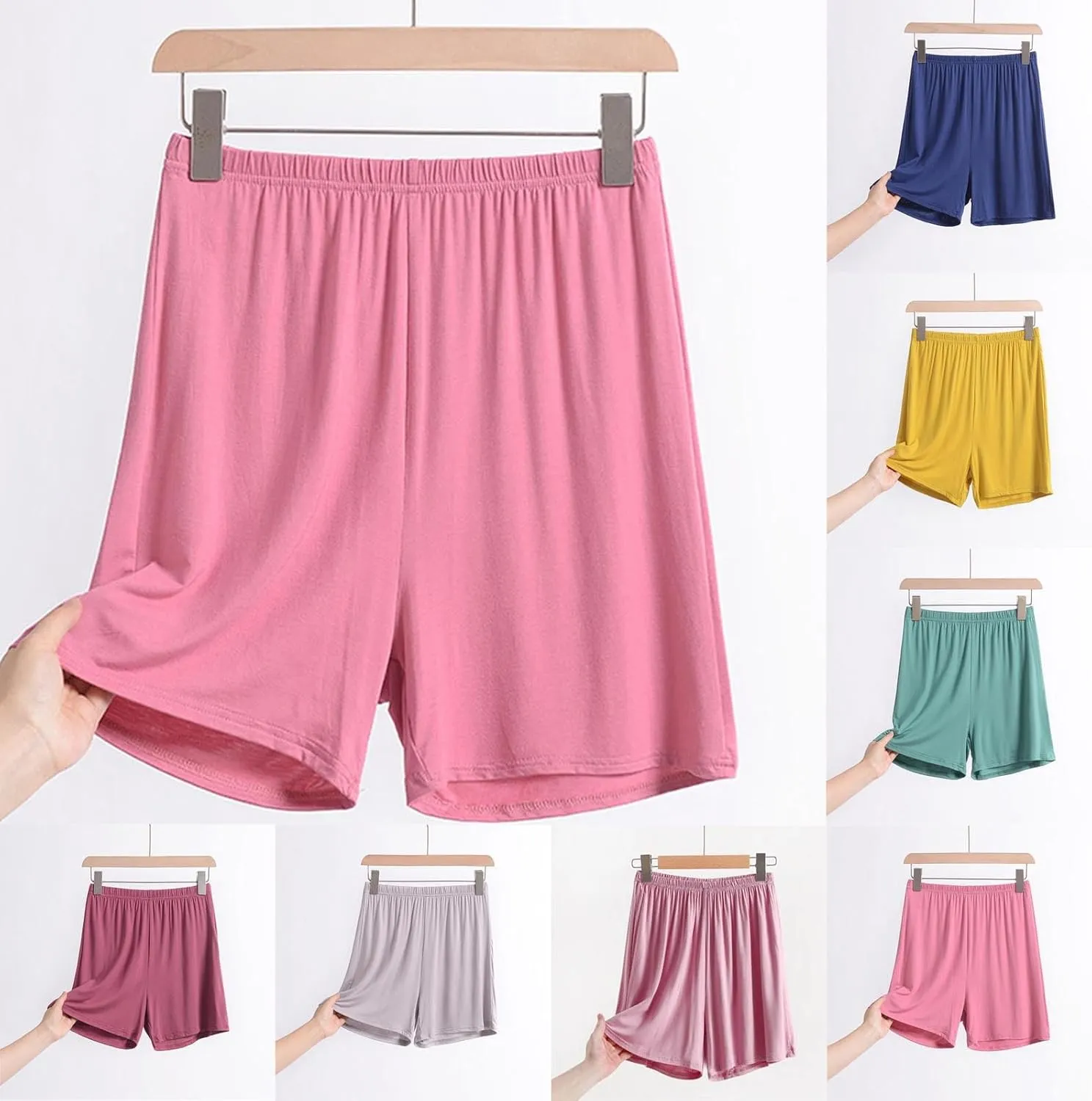 Women's Soft Modal Pajama Shorts Casual Elastic Waist Pj Bottoms Loose Comfy Summer Thin Boxer Sleepwear Lounge Shorts