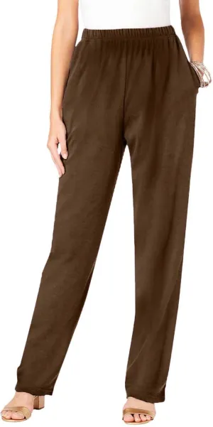 Women's Solid Color Long Pants Dressy Straight Leg Winter Sweatpants Thickened Plus Size Trousers with Pockets