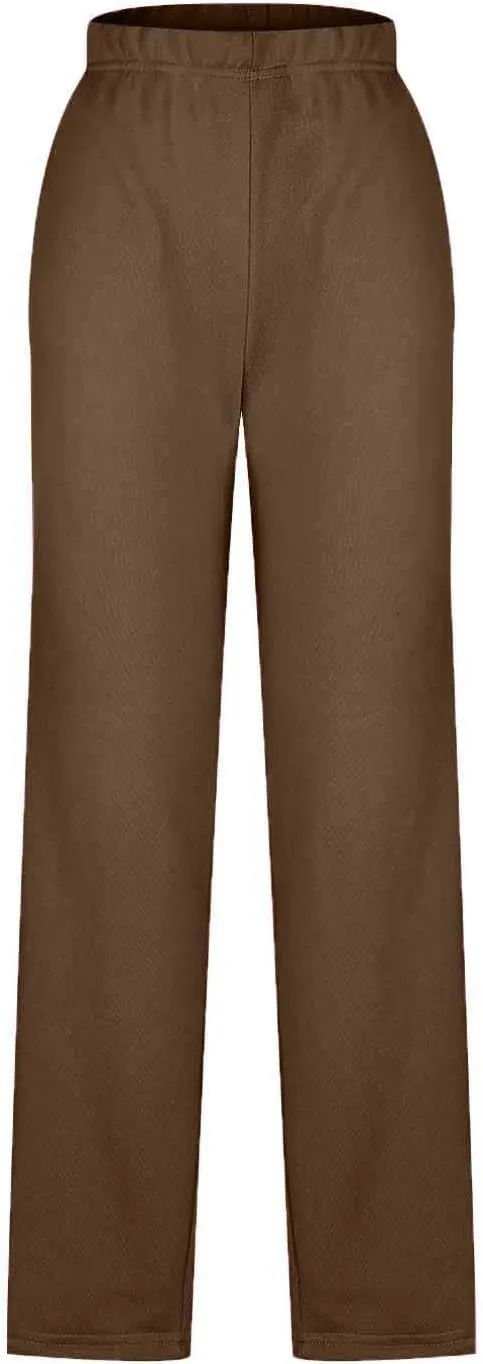 Women's Solid Color Long Pants Dressy Straight Leg Winter Sweatpants Thickened Plus Size Trousers with Pockets