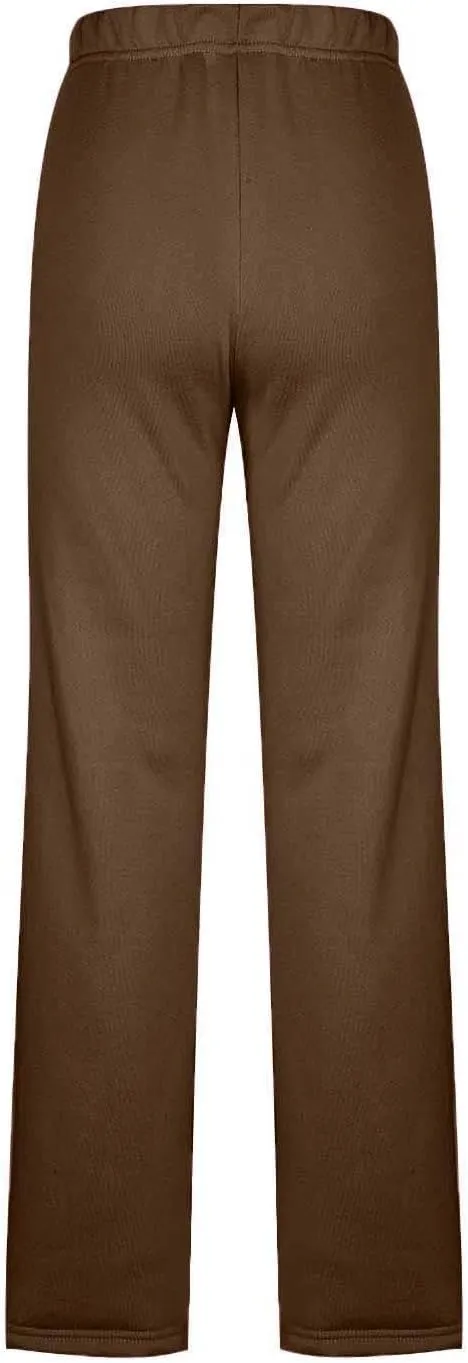 Women's Solid Color Long Pants Dressy Straight Leg Winter Sweatpants Thickened Plus Size Trousers with Pockets