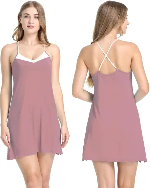 Womens Spaghetti Strap Nightgowns Bamboo Short Nighties