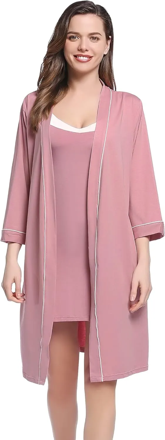Womens Spaghetti Strap Nightgowns Bamboo Short Nighties