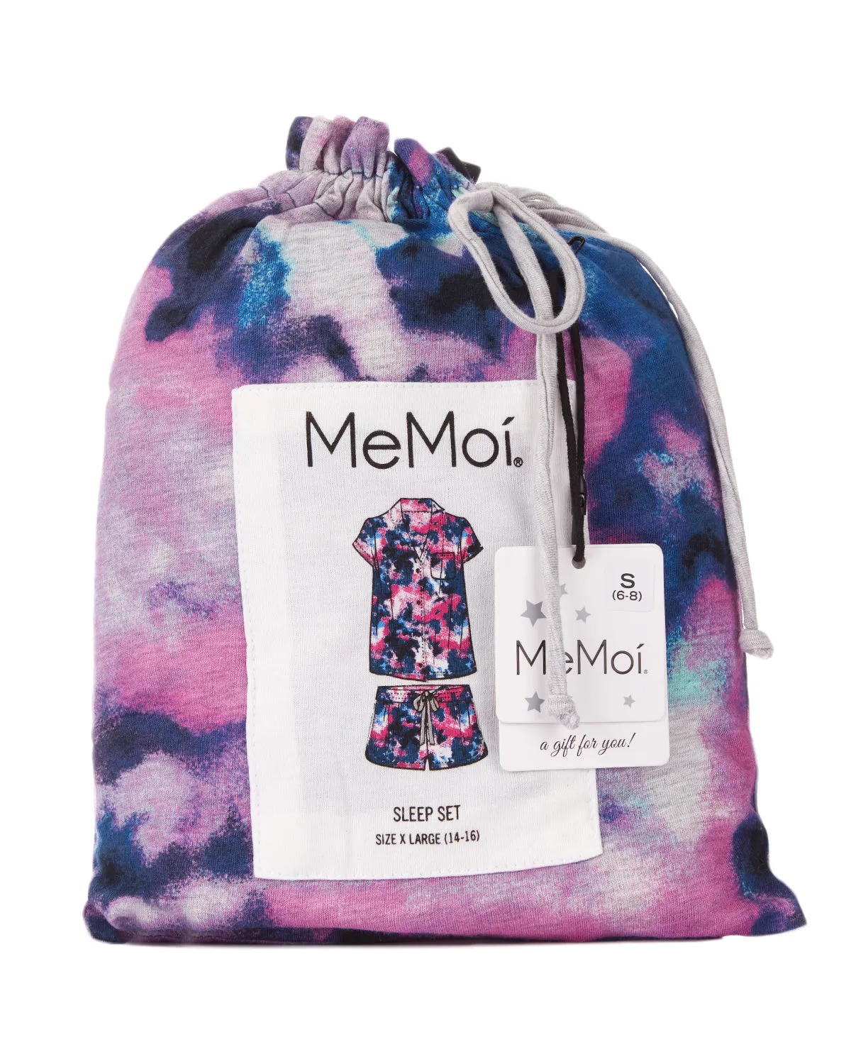 Women's Stardust Tie Dye Notch Collar Cotton Blend Pajama Set
