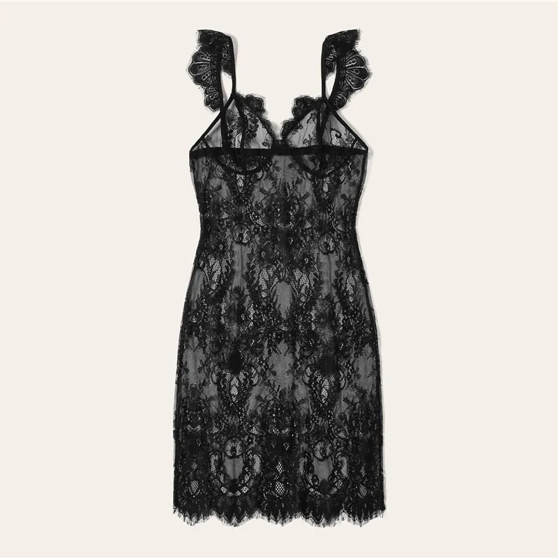 Women's Summer Lace V-Neck Mini Nightgown