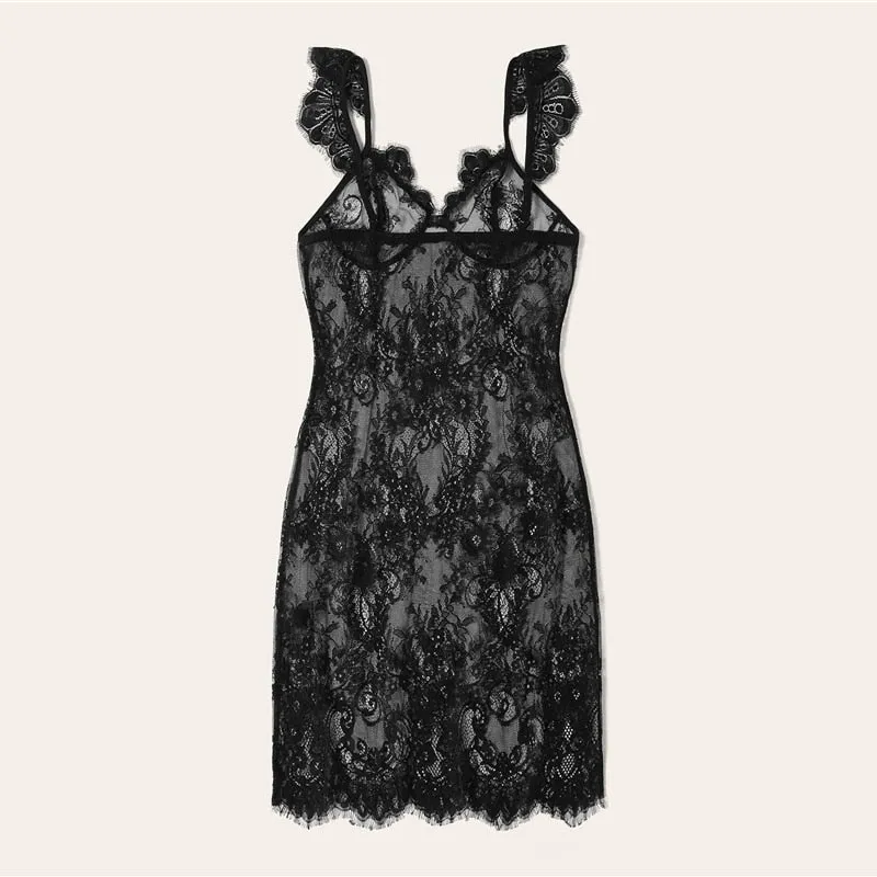 Women's Summer Lace V-Neck Mini Nightgown