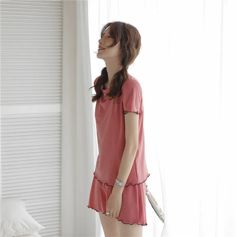 Women's Summer Top Shorts Cool Ice Silk Pajama Homewear-TS110