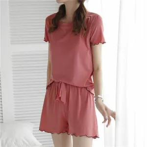 Women's Summer Top Shorts Cool Ice Silk Pajama Homewear-TS110