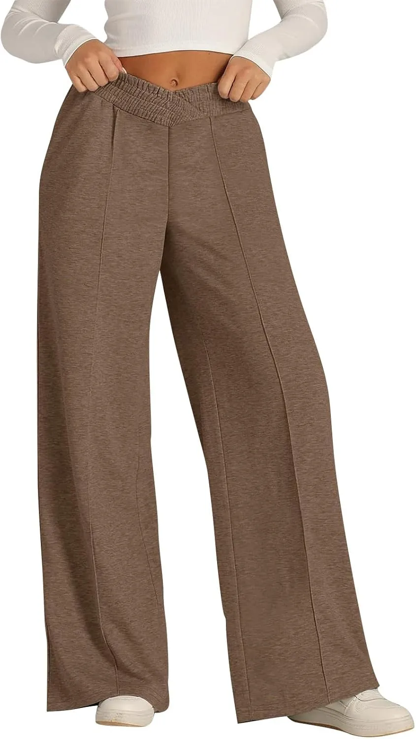 Womens Sweatpants 2025 Baggy Wide Fleece Lined Straight Leg High Waisted Pants Loose Fit Athletic Joggers Pockets